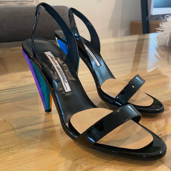 High heels sandals pattern leather and suede - Picture 1 of 6